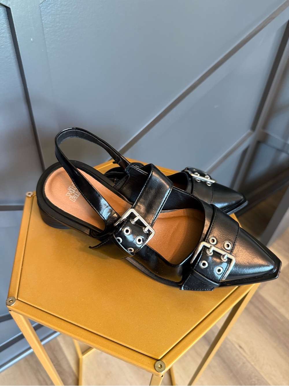 wild fable Black Pointed Slingback Buckle Mules